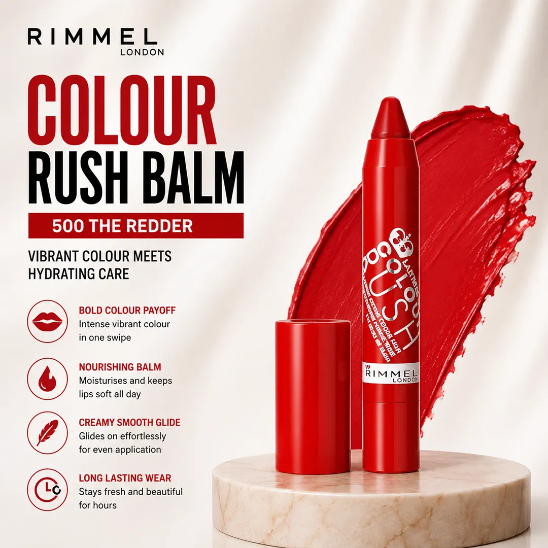 RIMMEL COLOUR RUSH BALM 500 THE REDDER