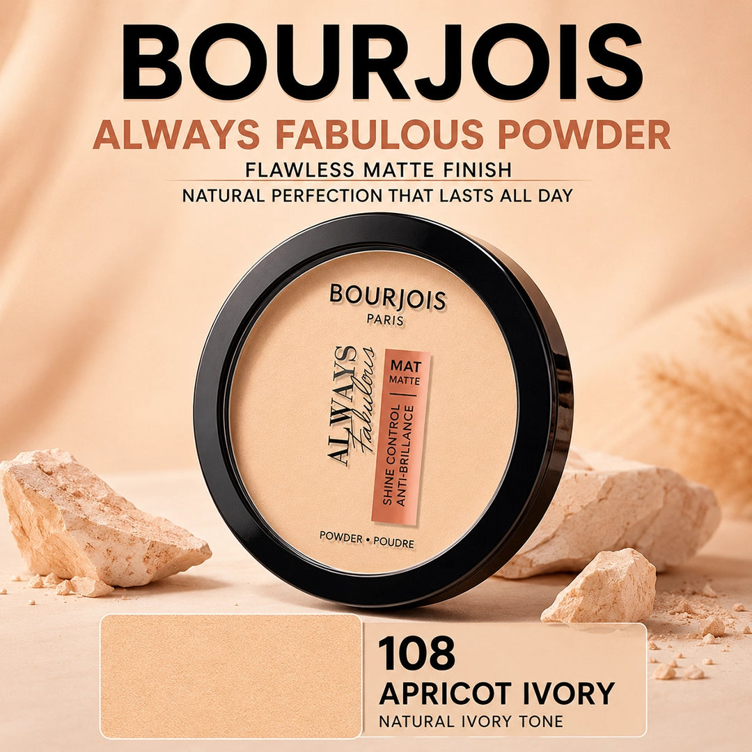 BOURJOIS ALWAYS FABULOUS POWDER 108 APRICOT IVORY