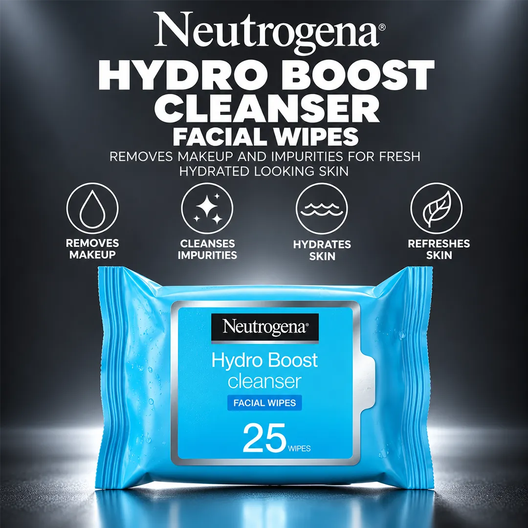 NEUTROGENA HYDRO BOOST CLEANSER FACIAL WIPES 25PCS
