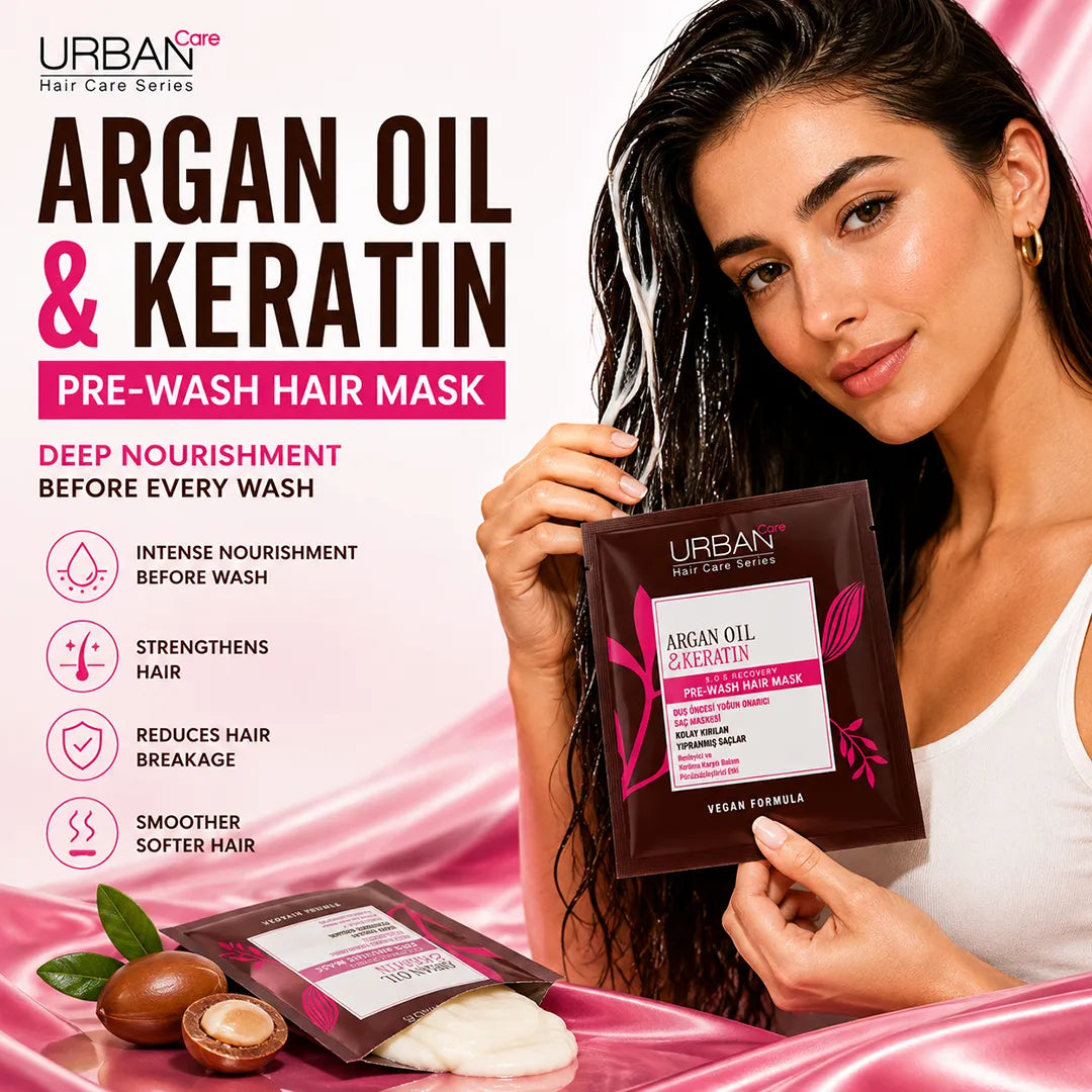 URBAN CARE ARGAN OIL & KERATIN PRE WASH HAIR MASK 50ML