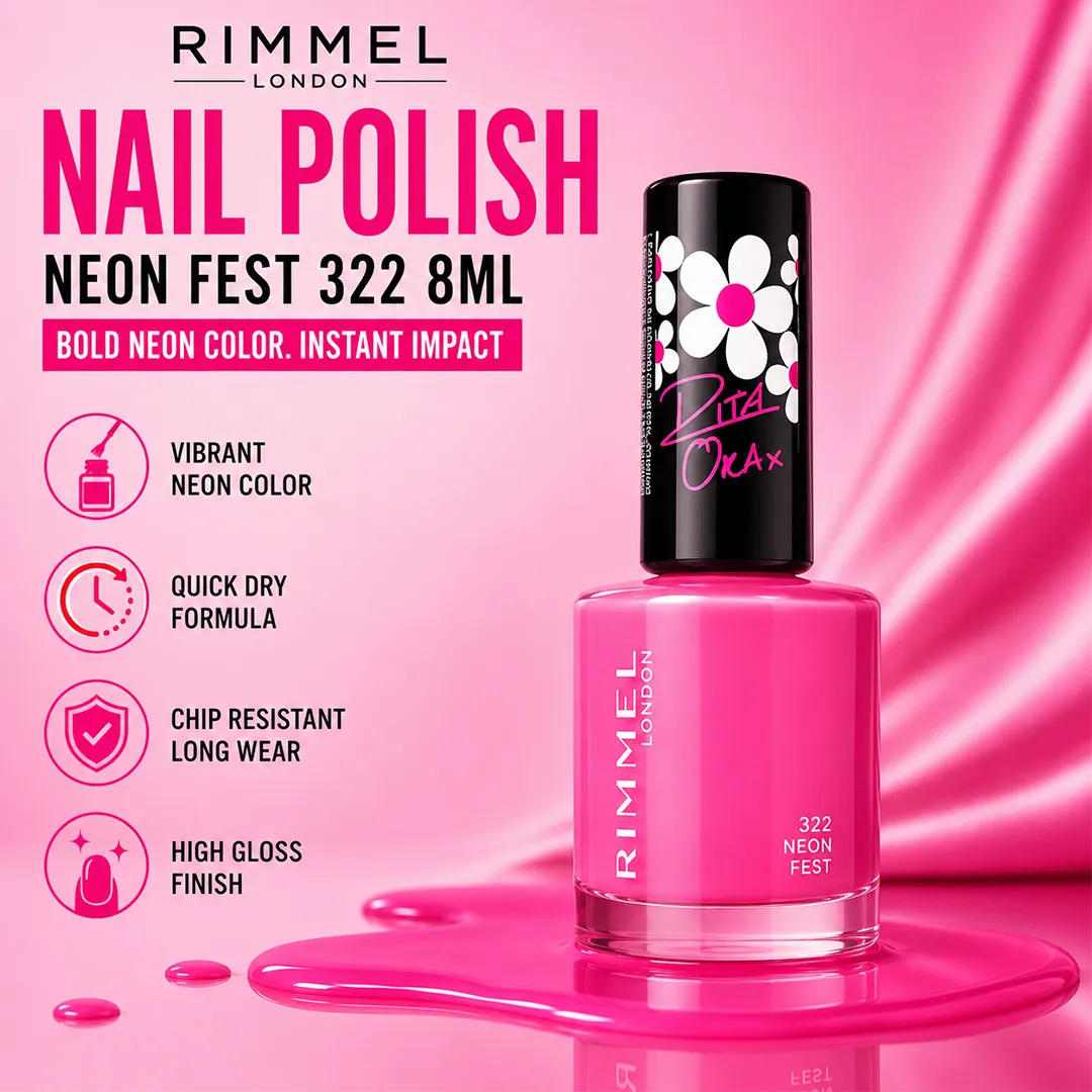 RIMMEL NAIL POLISH NEON FEST 322 8ML