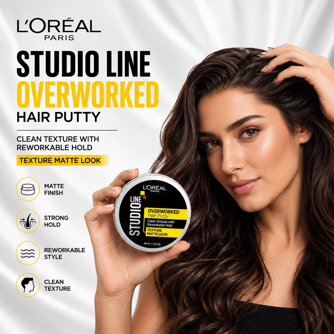 LOREAL USA STUDIO OVER WORKED HIAR PUTTY 50GM