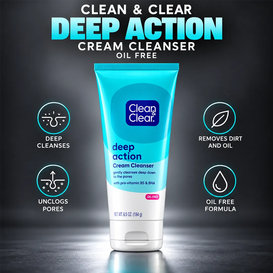 CLEAN CLEAR DEEP ACTION CREAM CLEANSER OIL FREE 184G