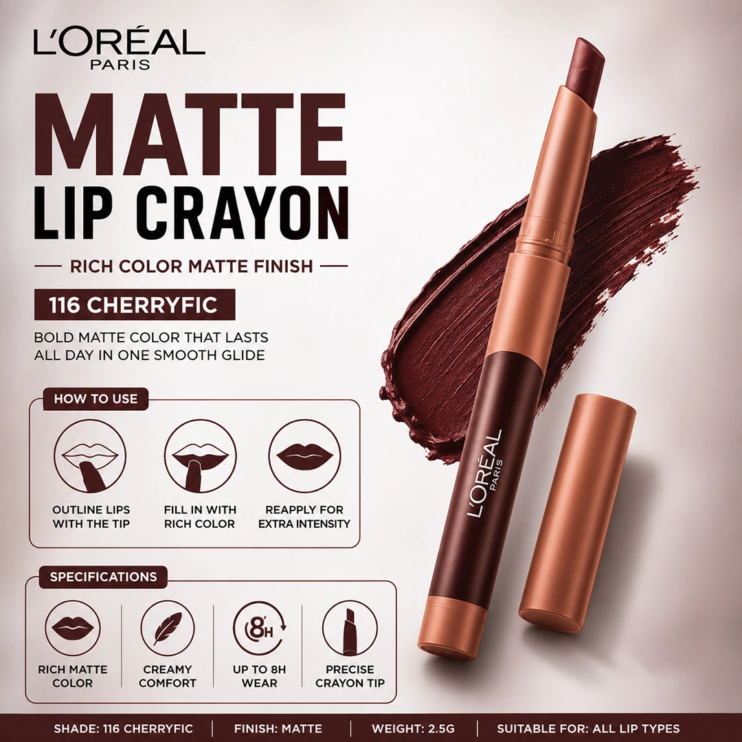 LOREAL MATTE LIP CRAYON 116 CHERRYFIC