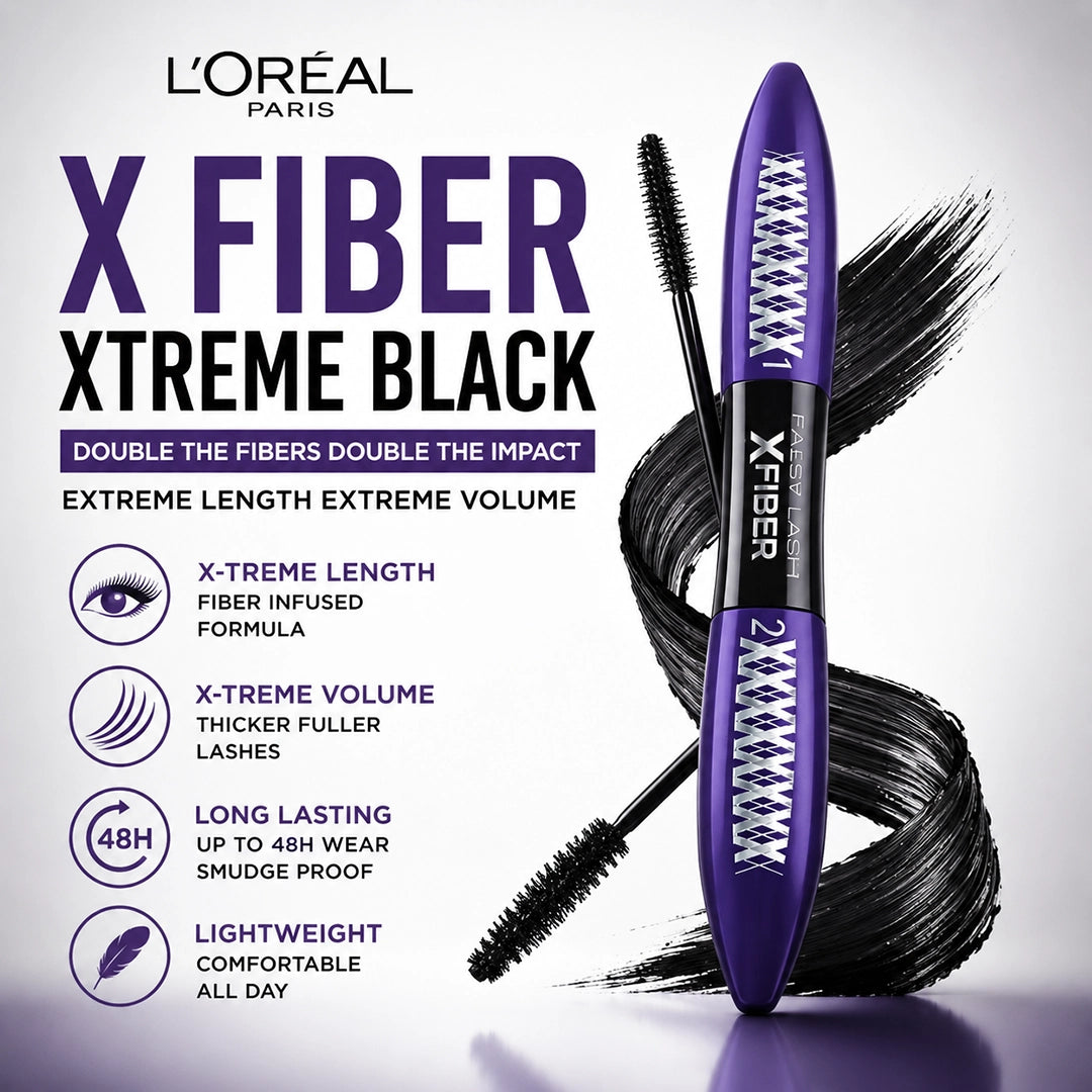 LOREAL MASCARA X FIBER XTREME BLACK (1462)