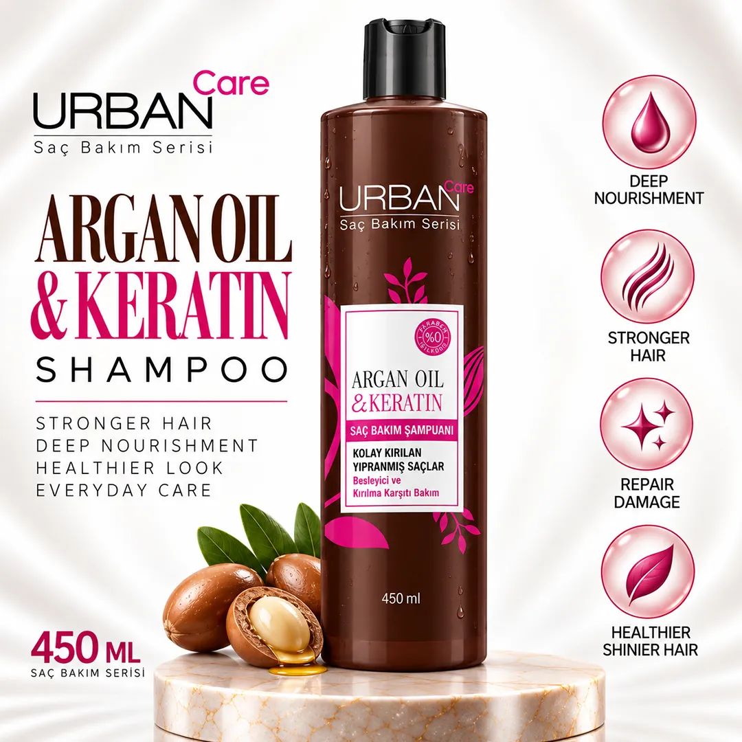 URBAN CARE ARGAN OIL & KERATIN SHAMPOO 450ML