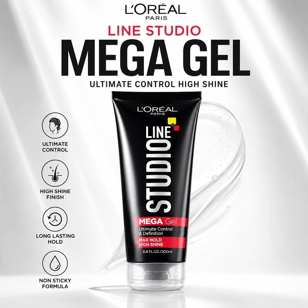 LOREAL USA HAIR GEL 200ML STUDIO MEGA LINE STUDIO
