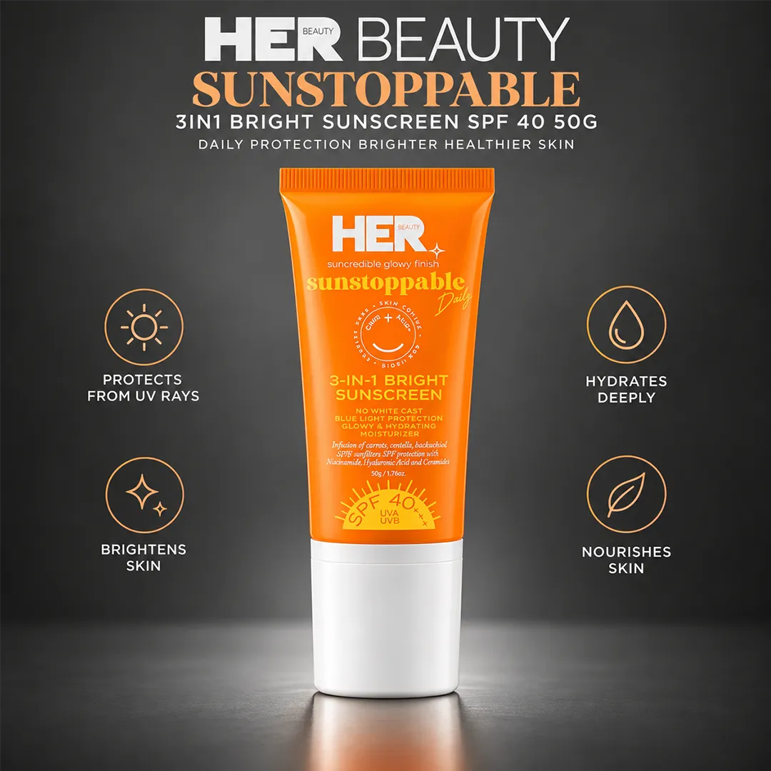 HER BEAUTY SUNSTOPPABLE 3IN1 BIRGHT SUNSCREEN SPF 40 50G