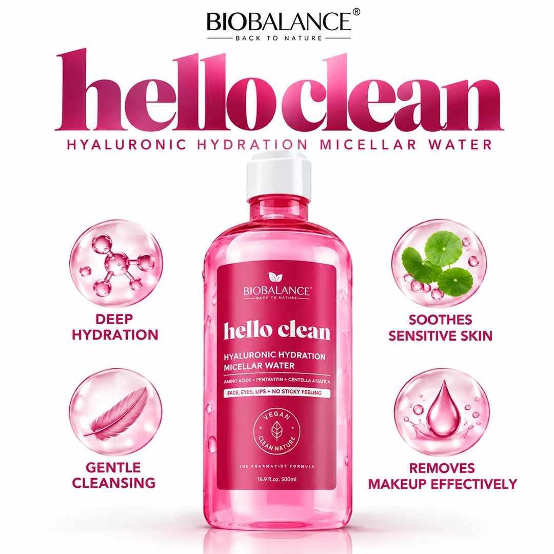 BIO BALANCE HELLO CLEAN HYALURONIC MICELLAR WATER 500ML