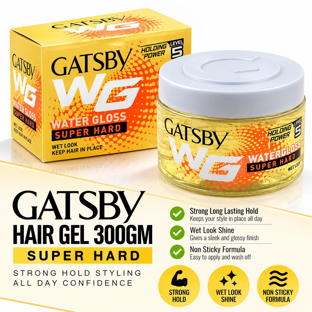 GATSBY HAIR GEL 300GM SUPER HARD (YELLOW)
