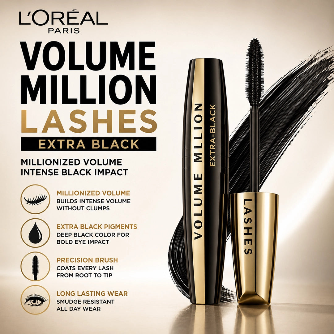 LOREAL MASCARA VOLUME MILLION LASHES EXTRA BLACK (0958)