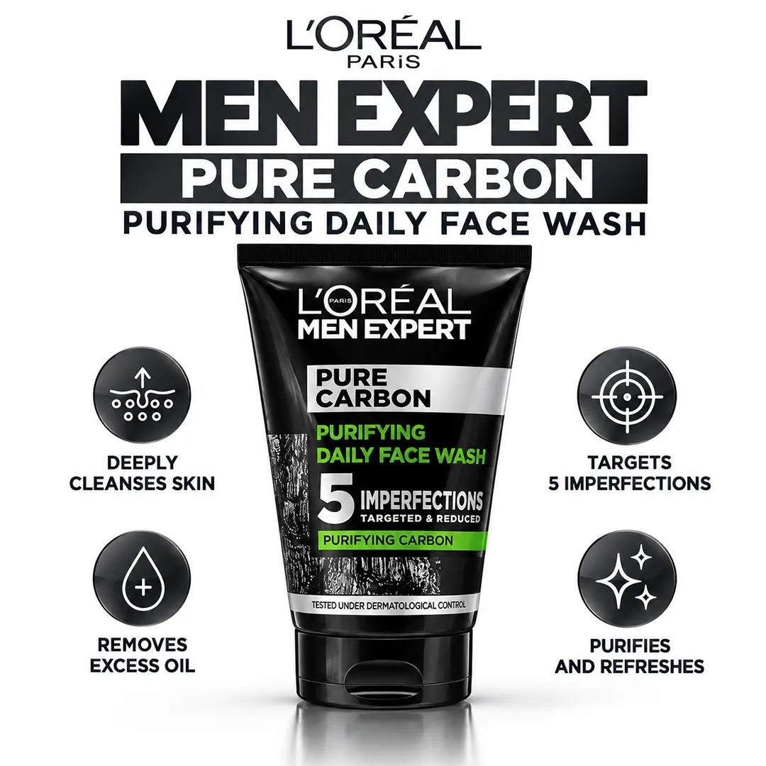 LOREAL MEN EXPERT FACE WASH 100ML PURE CARBON PURIFYING