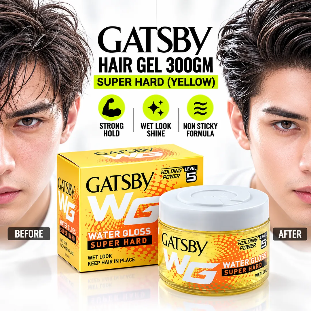 GATSBY HAIR GEL 300GM SUPER HARD (YELLOW)