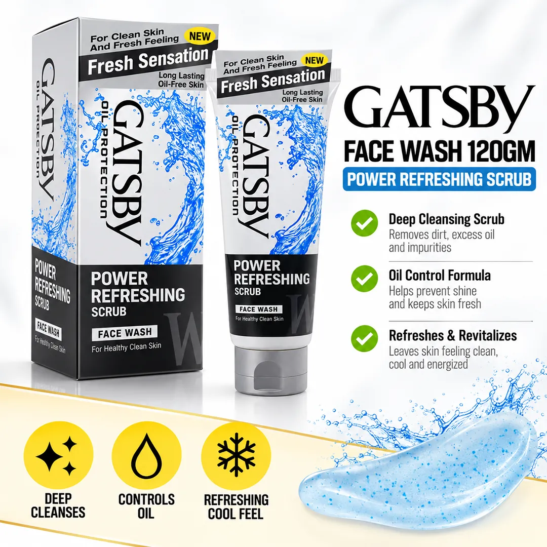 GATSBY FACE WASH 120GM POWER REFRESHING SCRUB