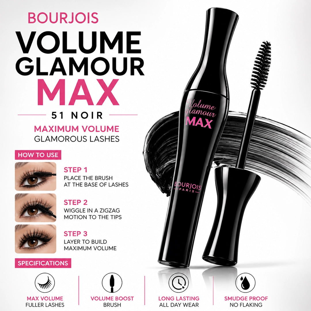 BOURJOIS VOLUME GLAMOUR MAX MASCARA 51NOIR