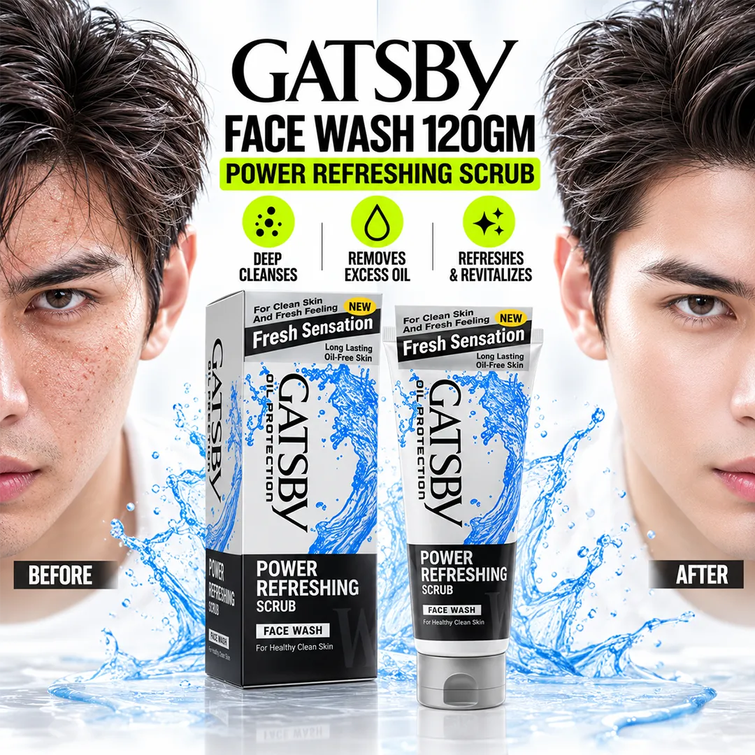 GATSBY FACE WASH 120GM POWER REFRESHING SCRUB