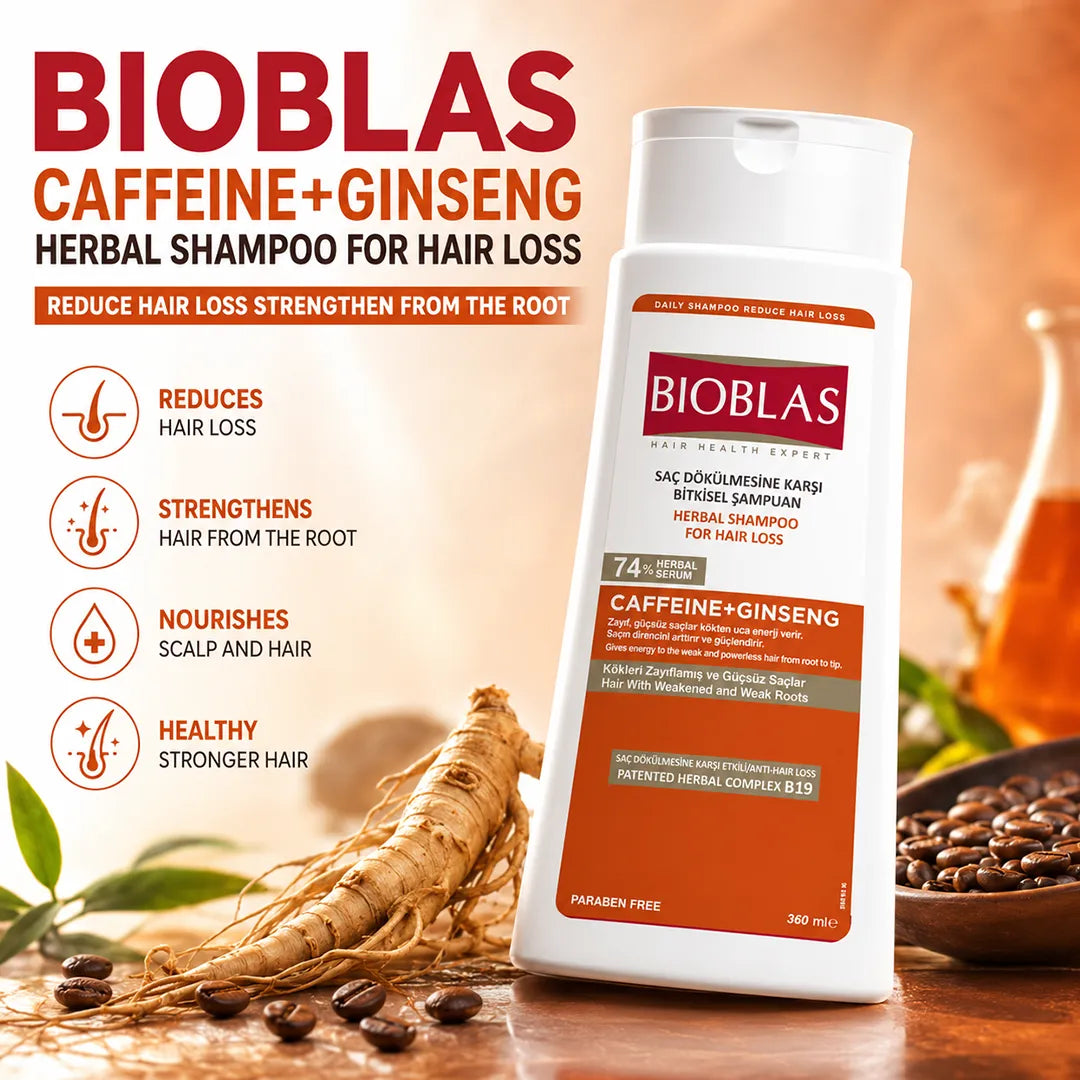 BIOBLAS SHAMPOO 360ML CAFFEINE AND GINSENG