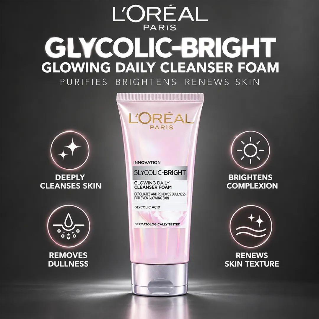 LOREAL GLYCOLIC BRIGHT CLEANSER FOAM 100ML