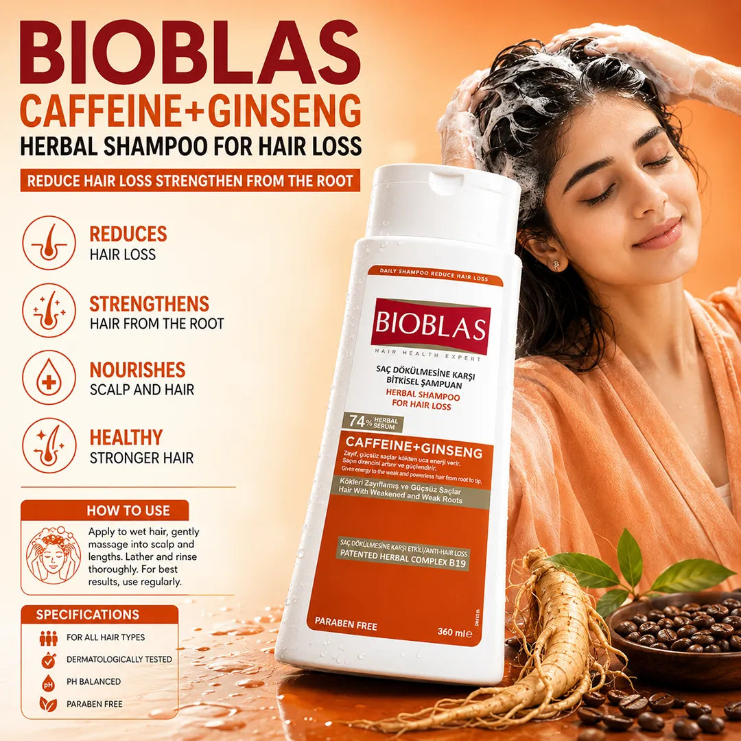 BIOBLAS SHAMPOO 360ML CAFFEINE AND GINSENG