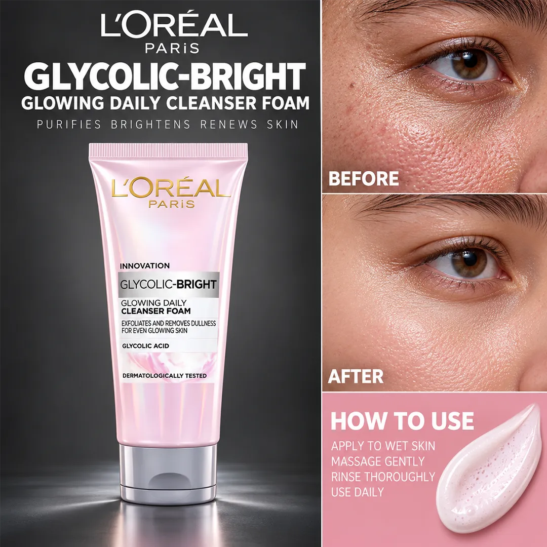 LOREAL GLYCOLIC BRIGHT CLEANSER FOAM 100ML