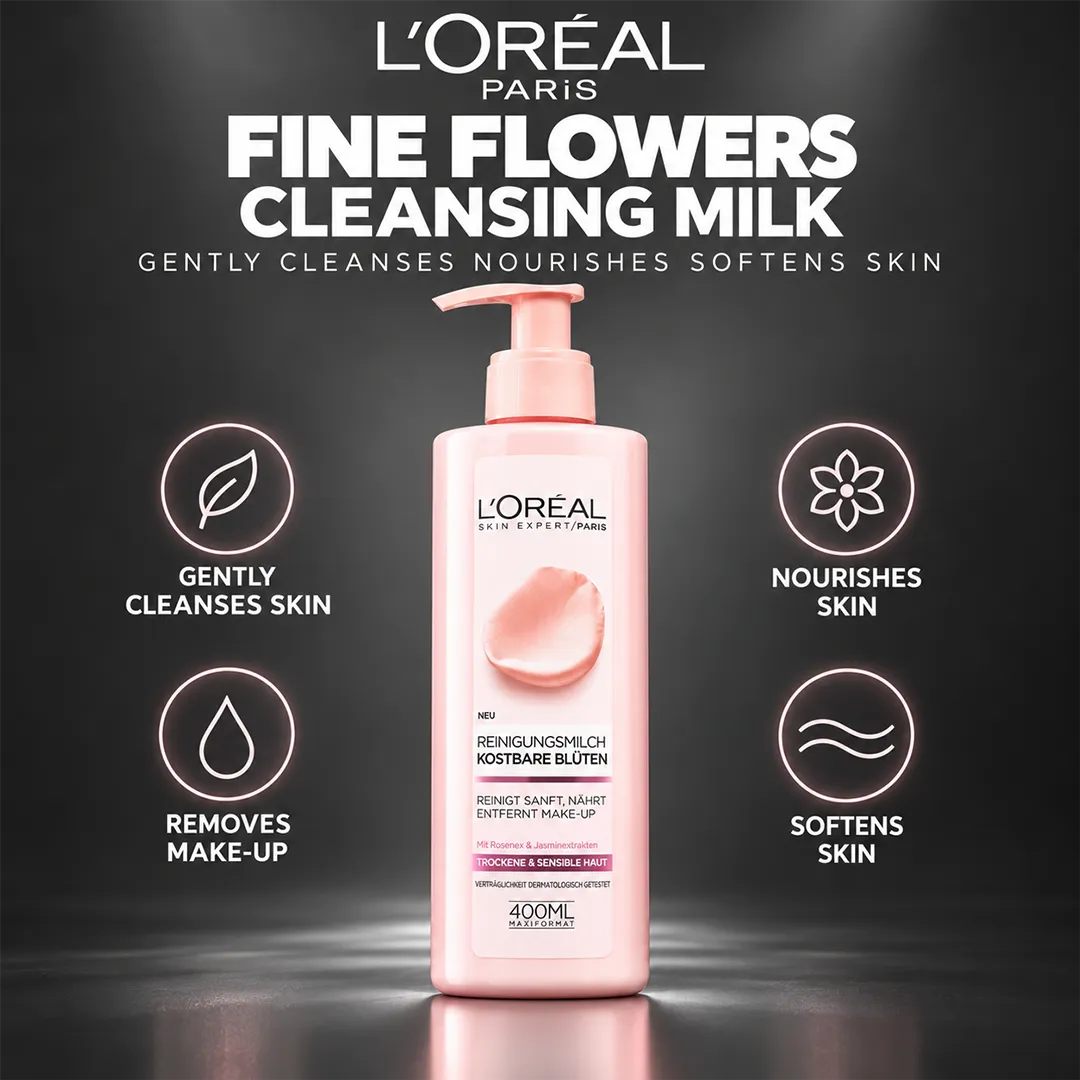 LOREAL FINE FLOWERS CLEANSEING MILK 400ML