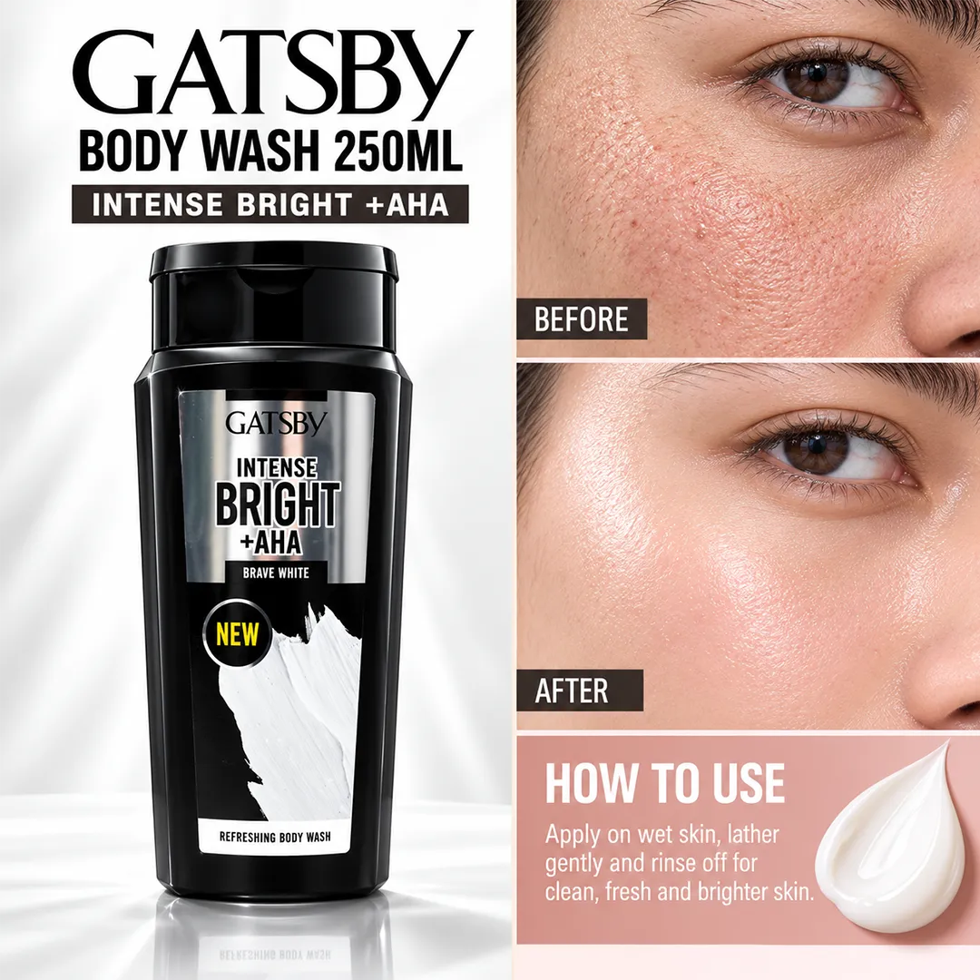 GATSBY BODY WASH 250ML INTENSE BRIGHT +AHA