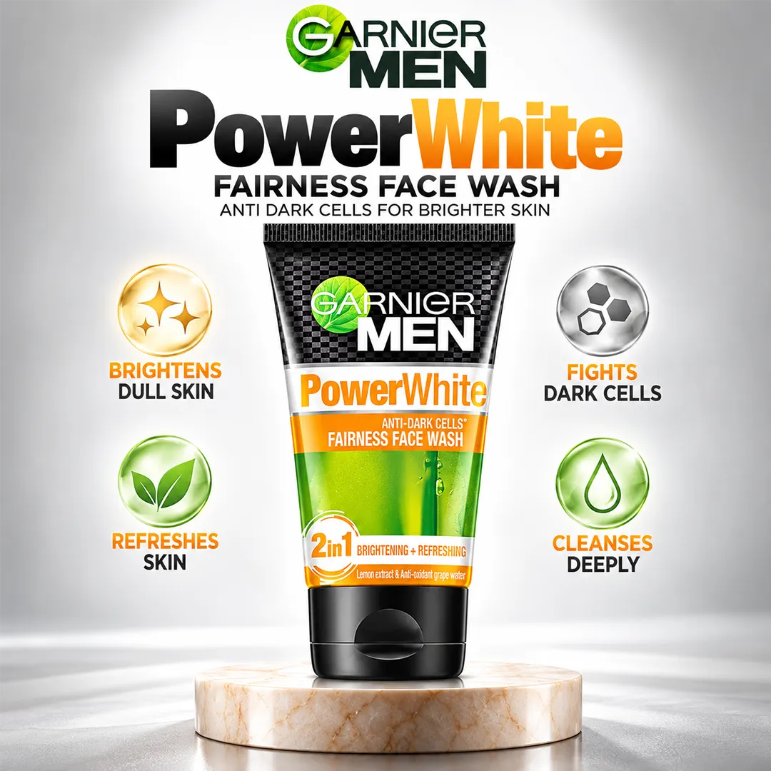 GARNIER MEN POWER WHITE FACE WASH 50ML
