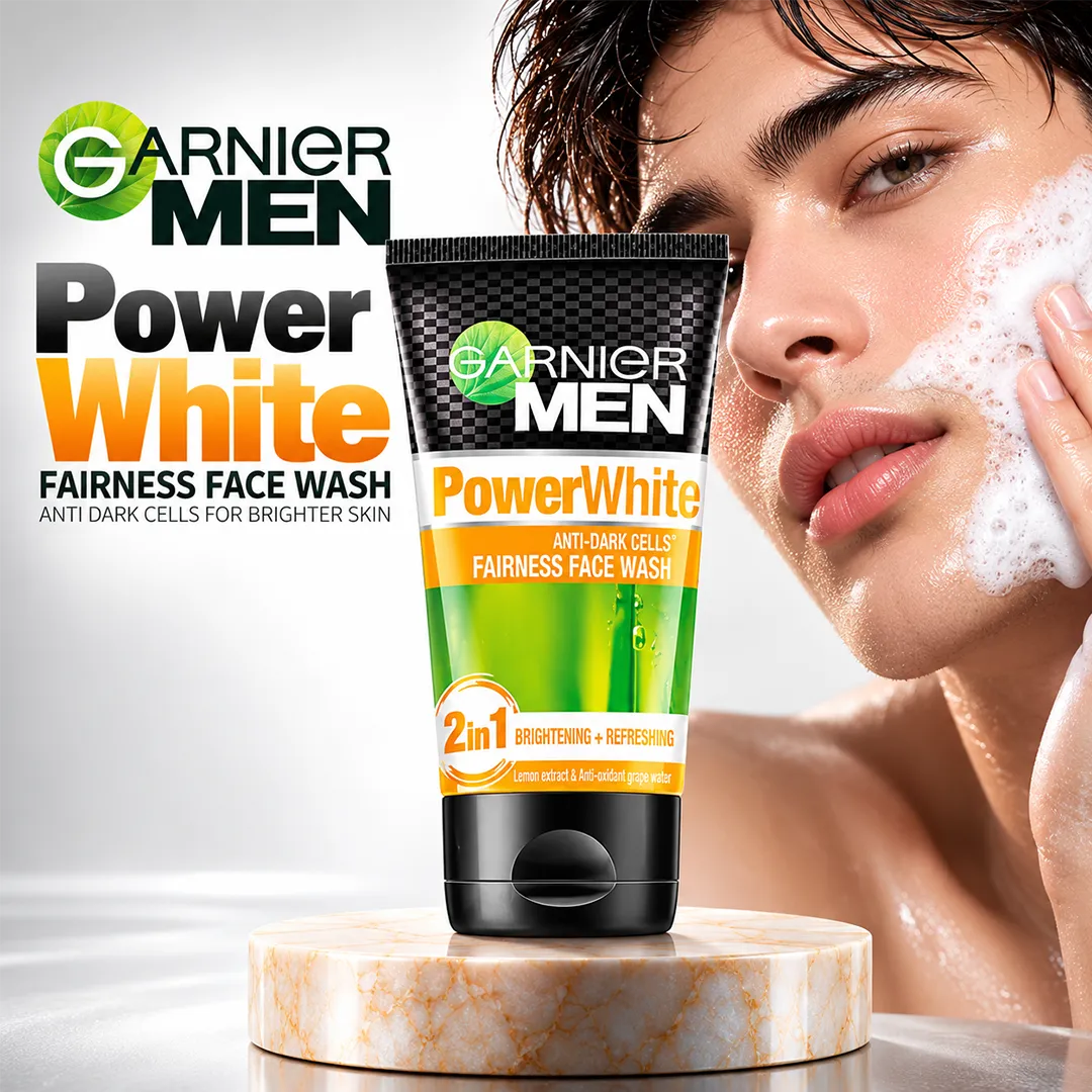GARNIER MEN POWER WHITE FACE WASH 50ML