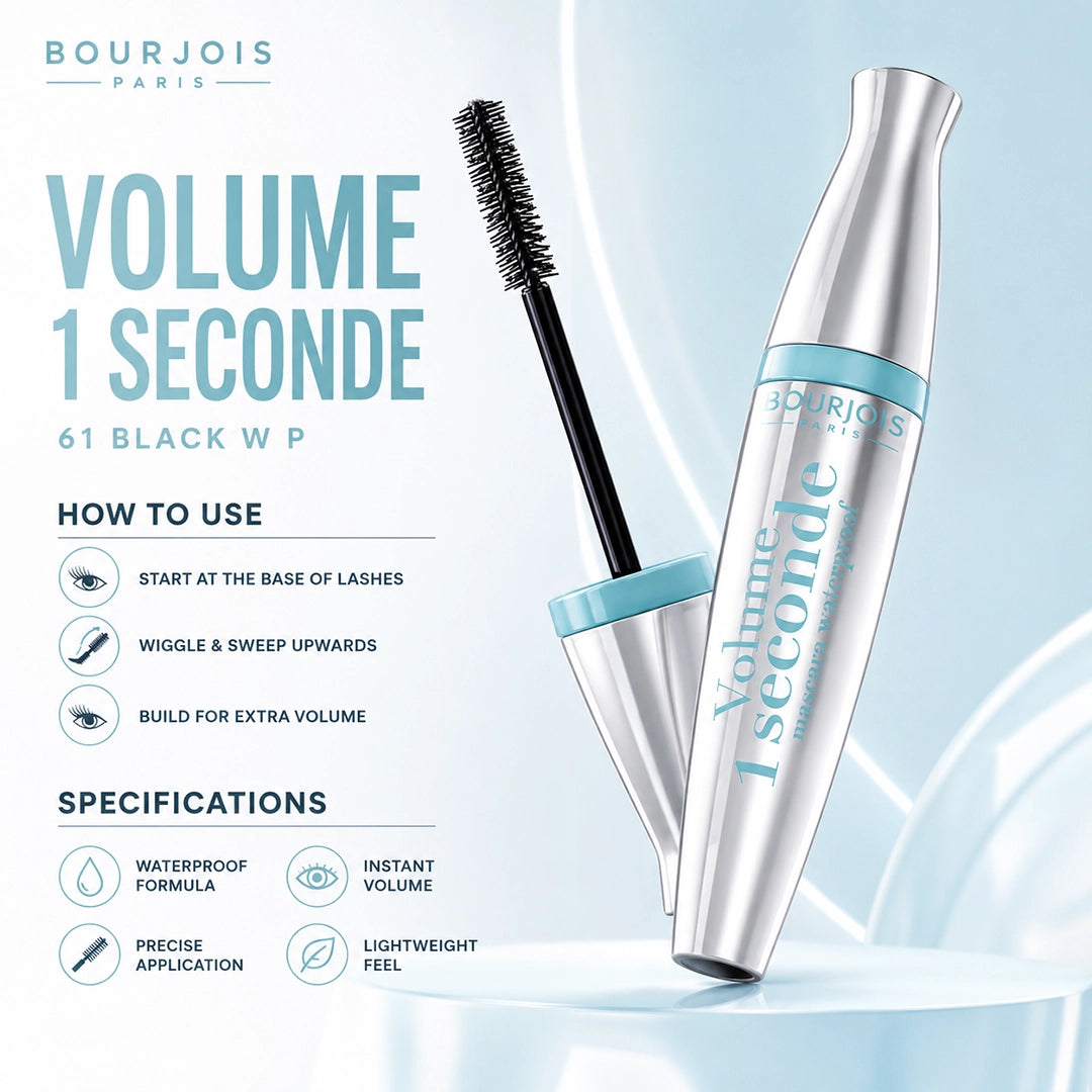 BOURJOIS VOLUME 1 SECONDE MASCARA 61 BLACK W P