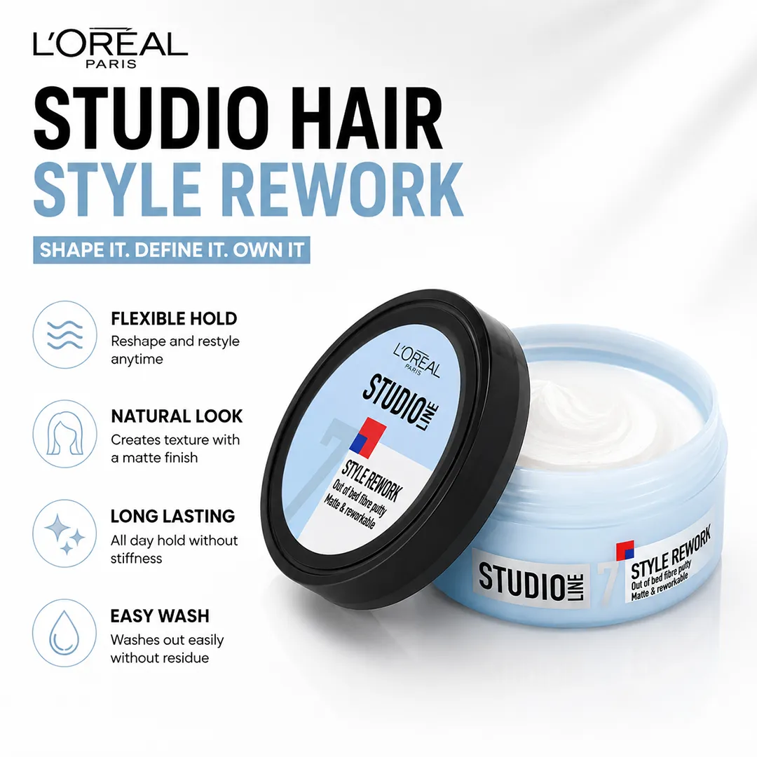 LOREAL STUDIO HAIR PUTTY 150ML STYLE REWORK