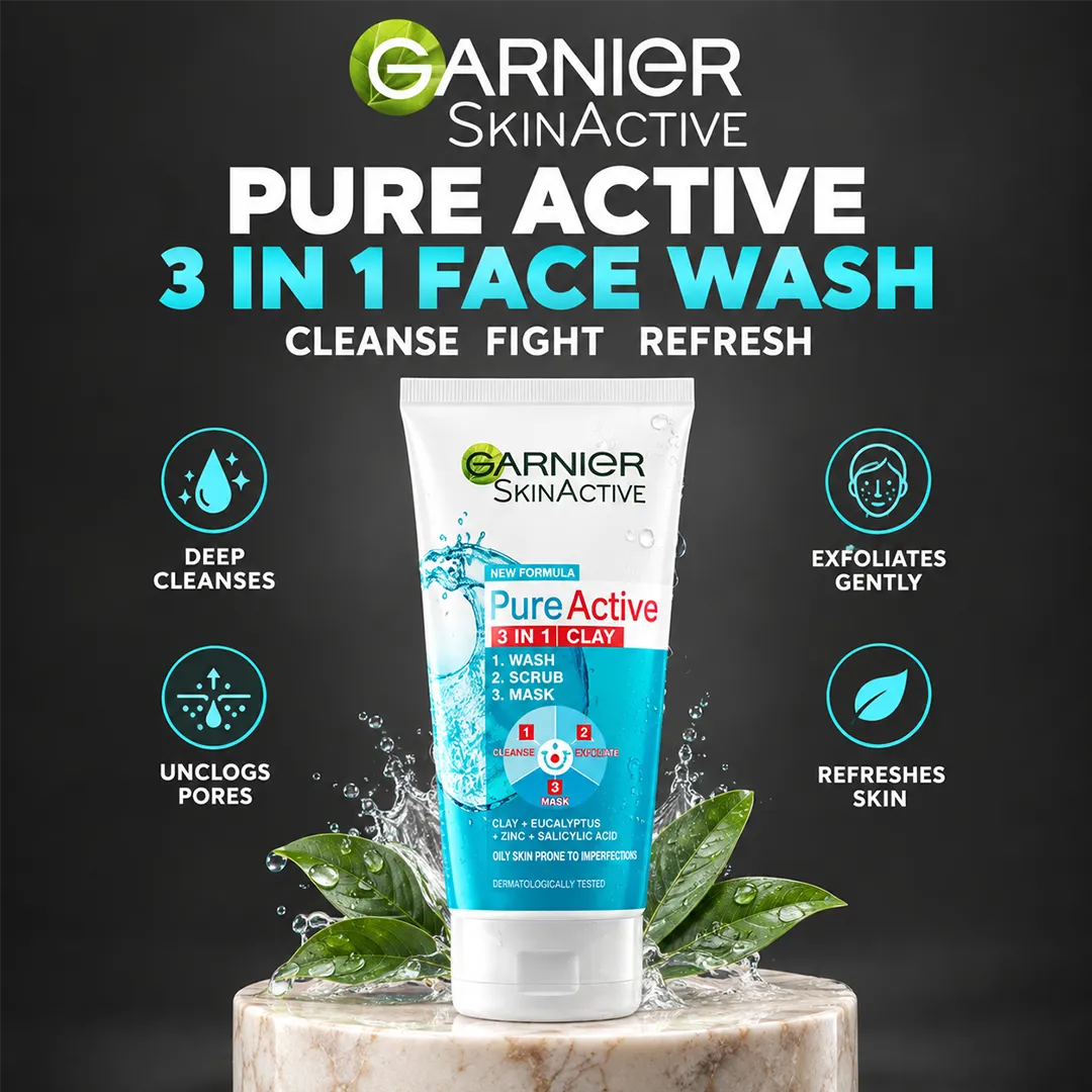 GARNIER PURE ACTIVE 3 IN 1 FACE WASH 50ML.