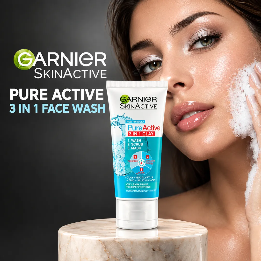 GARNIER PURE ACTIVE 3 IN 1 FACE WASH 50ML.