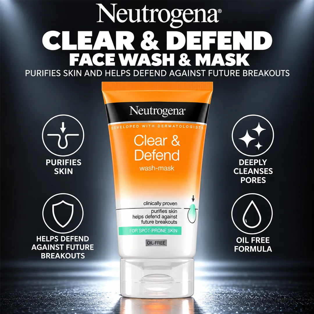 NEUTROGENA CLEAR & DEFEND FACE WASH & MASK 150ML