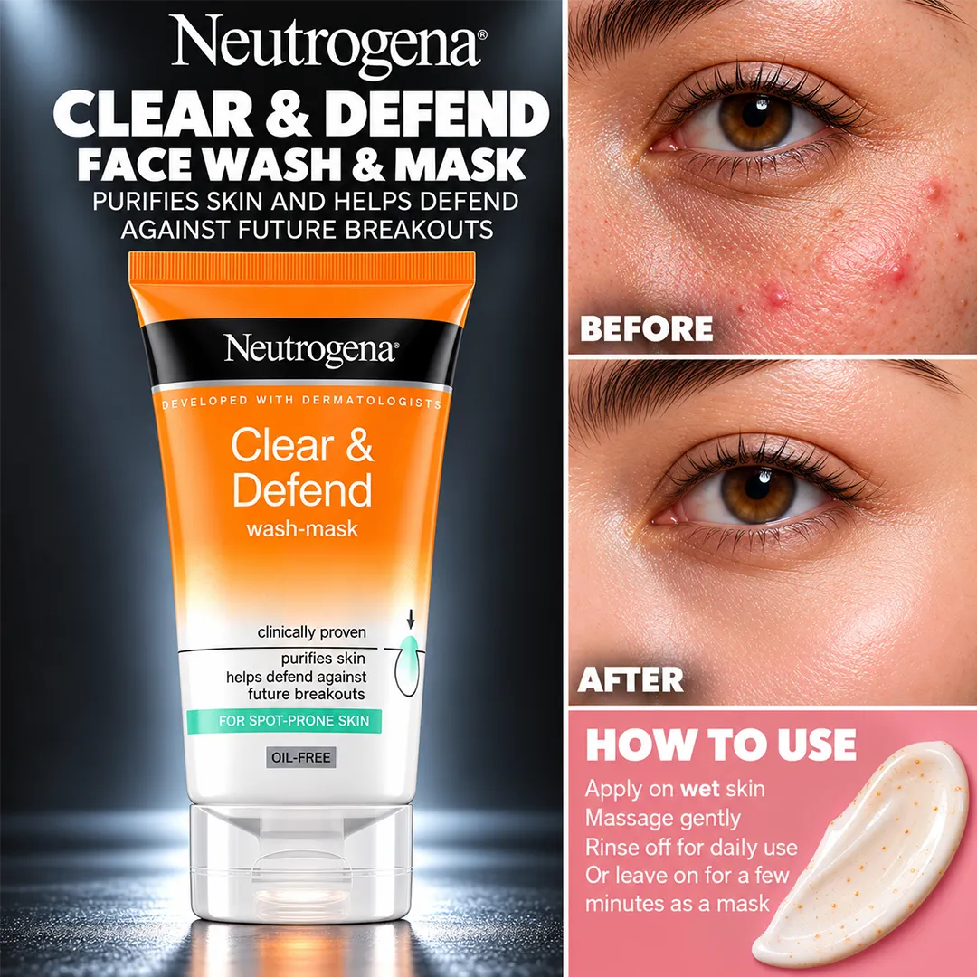 NEUTROGENA CLEAR & DEFEND FACE WASH & MASK 150ML