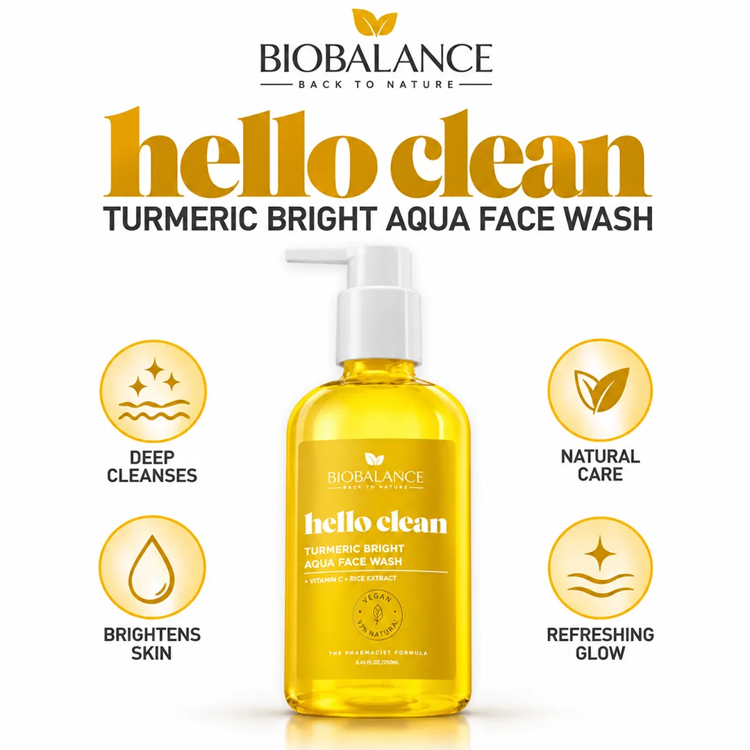 BIO BALANCE HELLO CLEAN TURMERIC BRIGHT AQUA FACE WASH 250ML