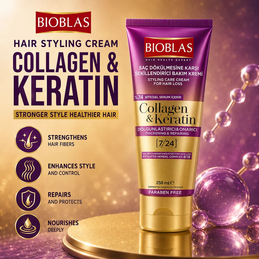 BIOBLAS HAIR CREAM 250ML COLLAGEN & KERATIN