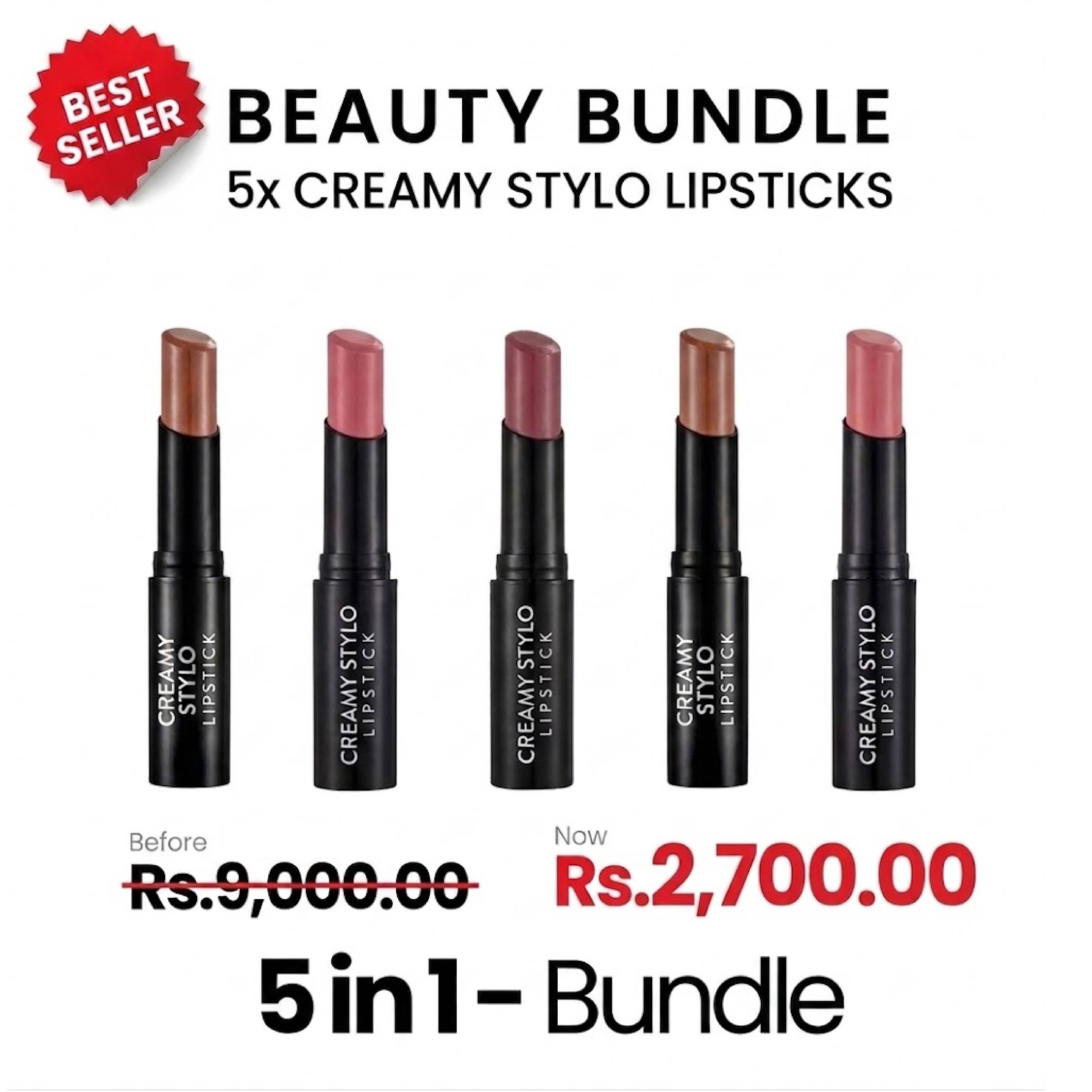 FLORMAR CREAMY STYLO LIPSTICK BUNDLE – 5 PIECE HYDRATING LIPSTICK SET