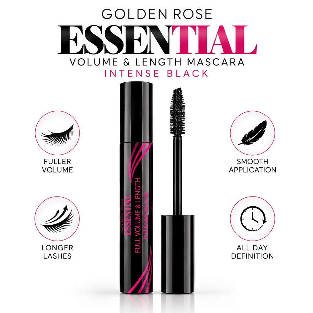 GOLDEN ROSE MASCARA ESSENTIAL VOLUME & LENGTH INTENSE BLACK