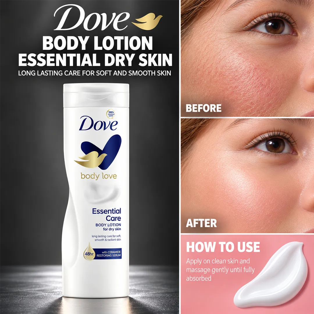 DOVE UK BODY LOTION 400ML ESSENTIAL DRY SKIN