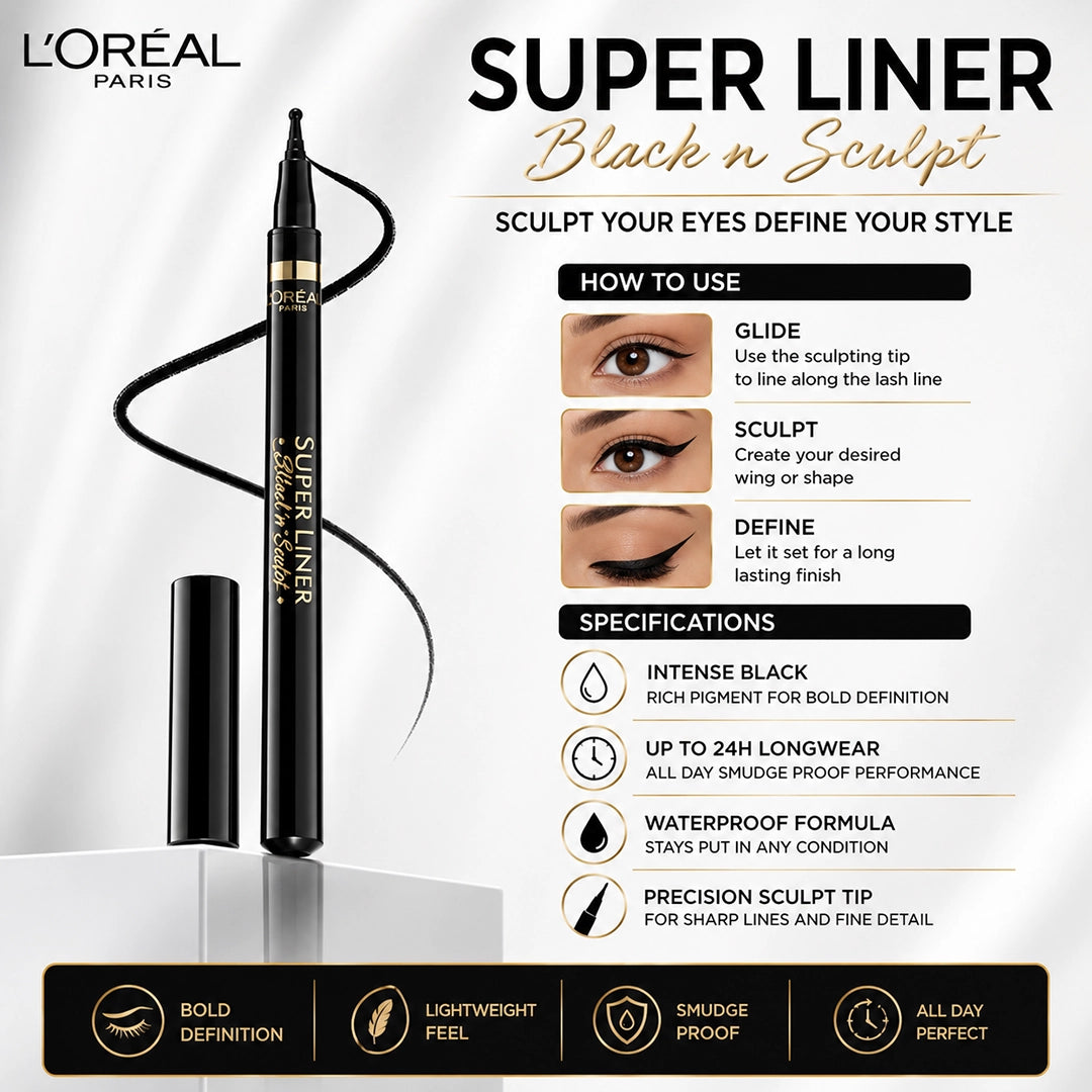 LOREAL SUPER LINER BLACK N SAULPT