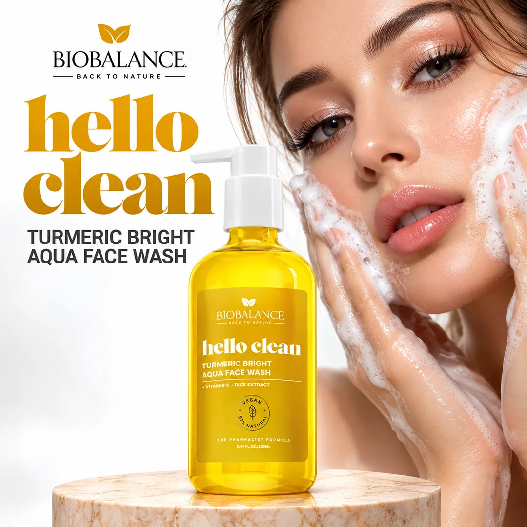 BIO BALANCE HELLO CLEAN TURMERIC BRIGHT AQUA FACE WASH 250ML
