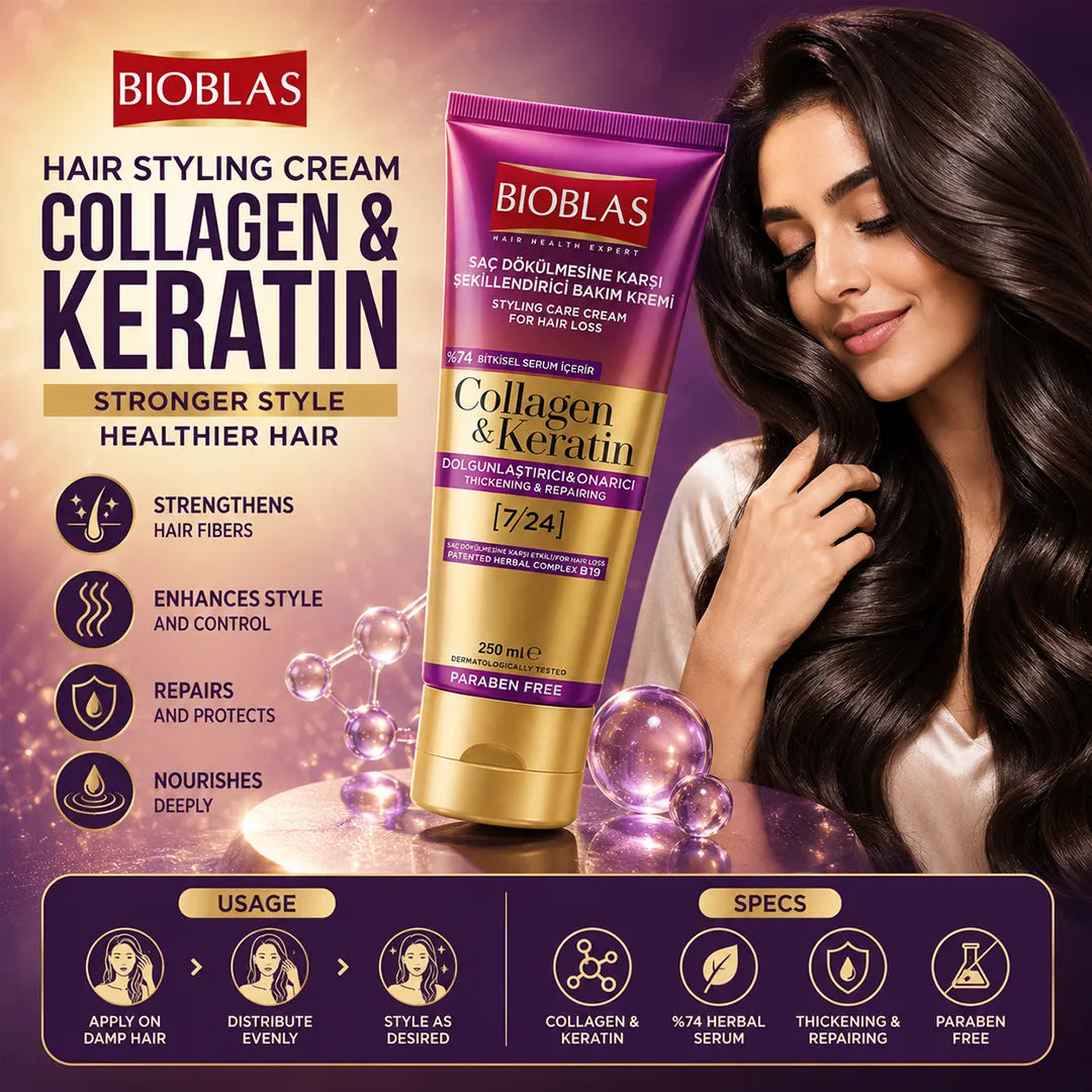 BIOBLAS HAIR CREAM 250ML COLLAGEN & KERATIN