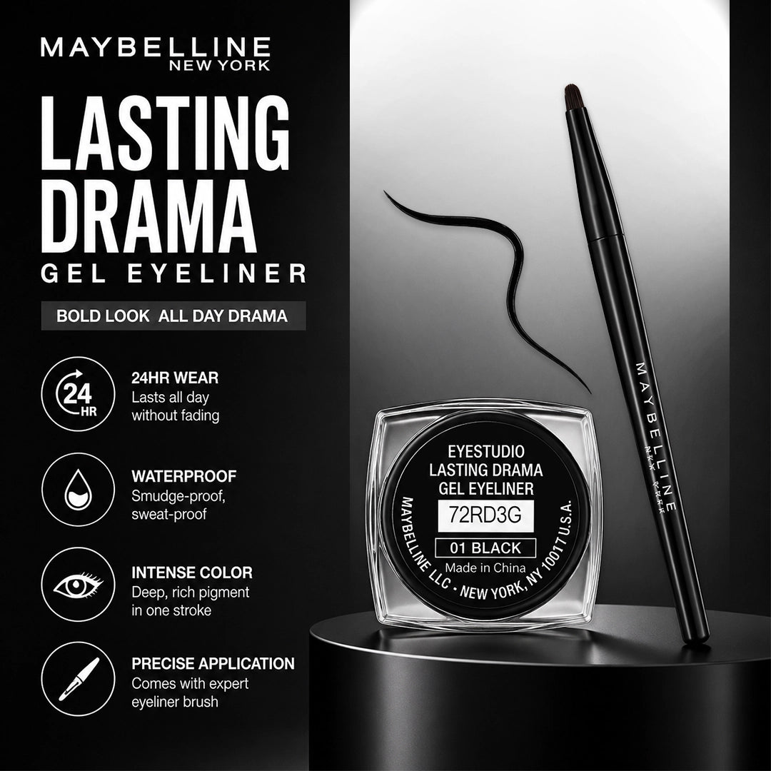 MAYBELLINE LASTING DRAMA GEL EYE LINER 01 (0954).