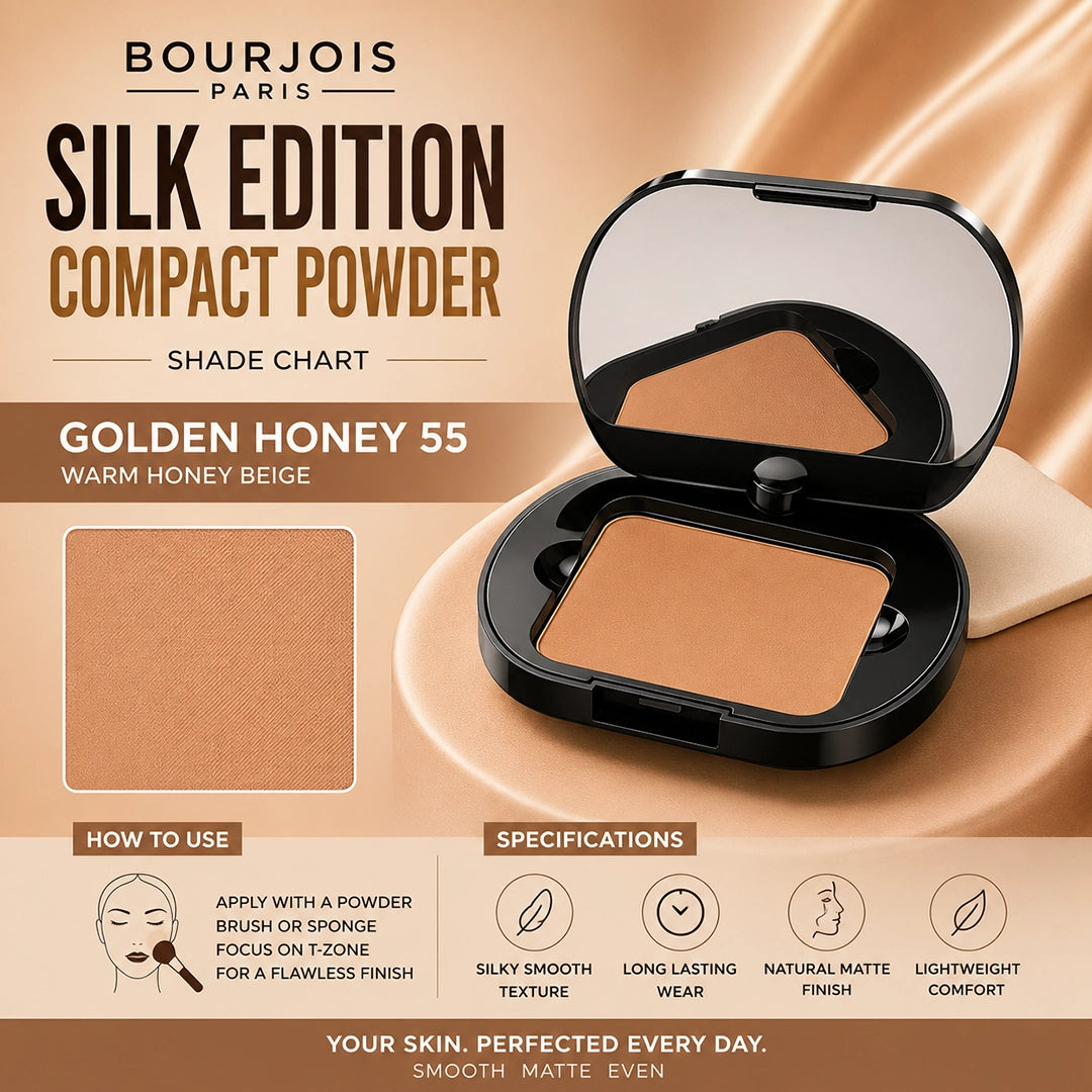 BOURJOIS SILK EDITION COMPACT POWDER GOLDEN HONEY 55
