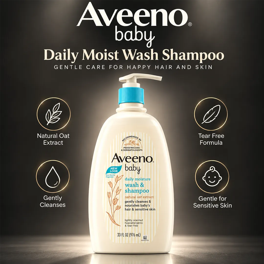 AVEENO BABY DAILY MOIST WASH  SHAMPOO 976ML
