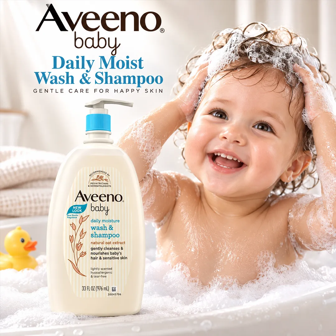 AVEENO BABY DAILY MOIST WASH  SHAMPOO 976ML