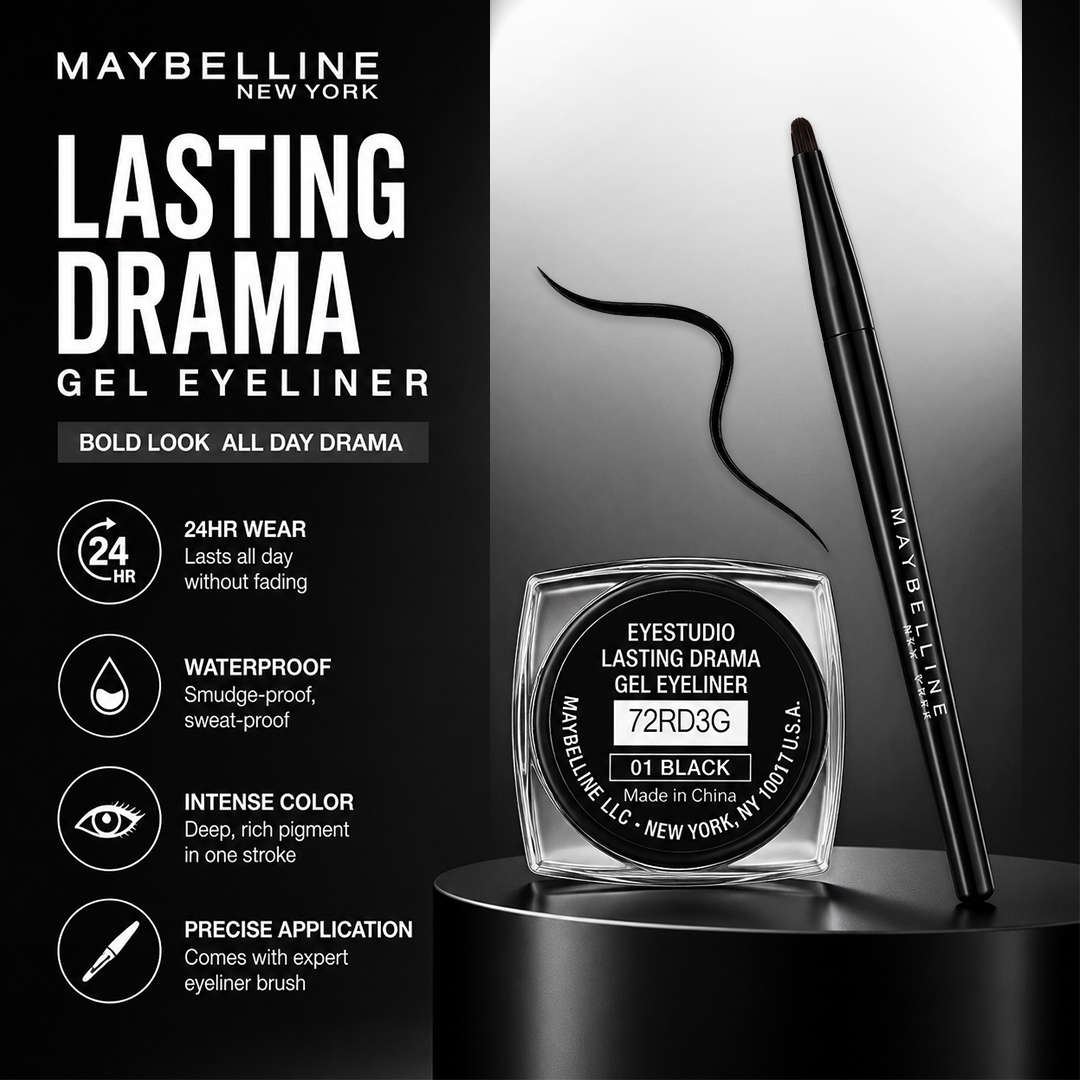 MAYBELLINE LASTING DRAMA GEL EYE LINER 01 (0954).