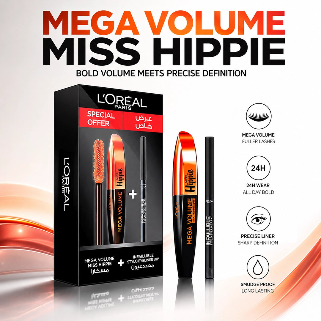 LOREAL MISS HIPPIE MASACARA PLUS EYELINER PACK