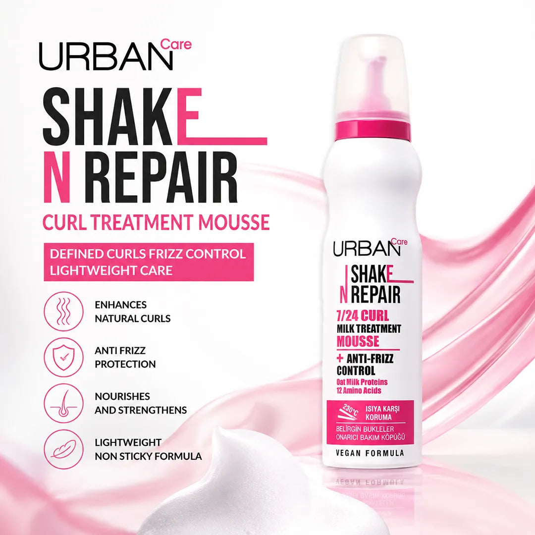 URBAN CARE SHAKE N REPAIR CURL TREATMENT MOUSSE 150ML
