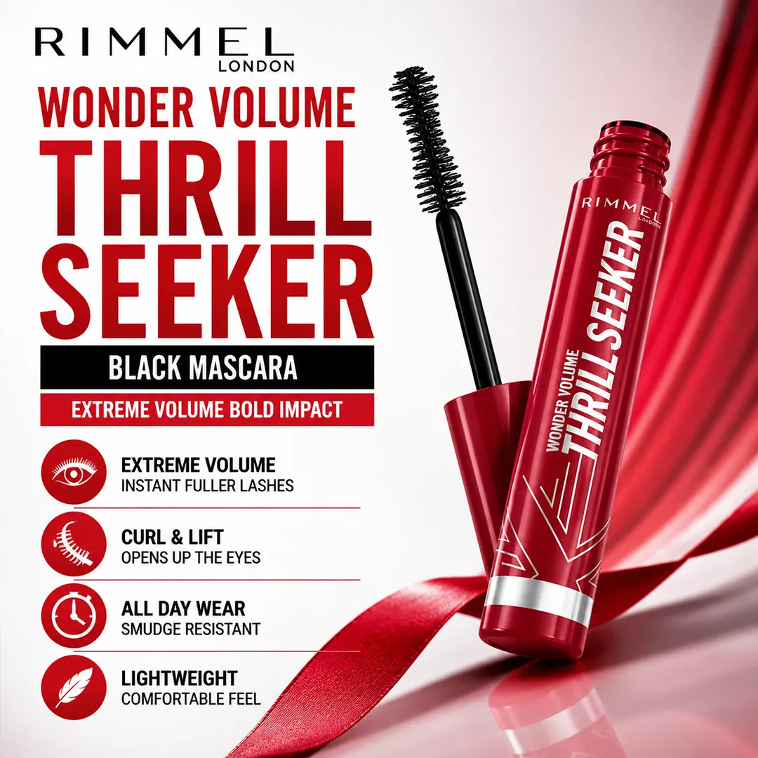 RIMMEL WONDER VOLUME THRILL SEEKER BLACK MASCARA